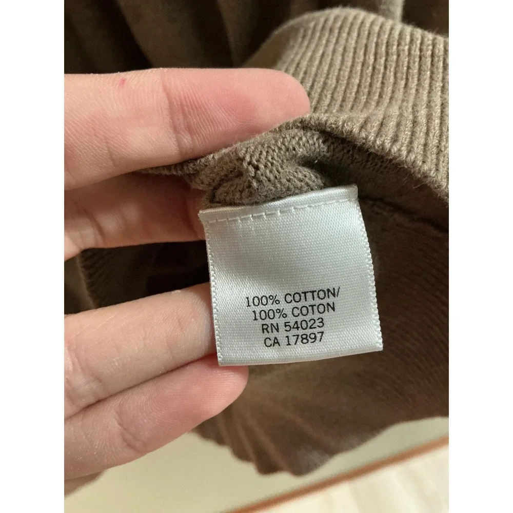 Banana Republic Mens V-Neck Sweater Brown Orange Stripe 100% Cotton Large L